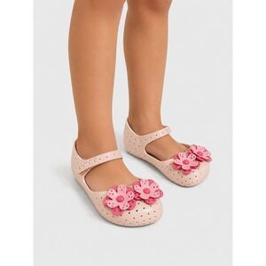 Mini Melissa Kids Pink Floral Mary Jane Jelly Shoes Size 10 USA 27 EUR